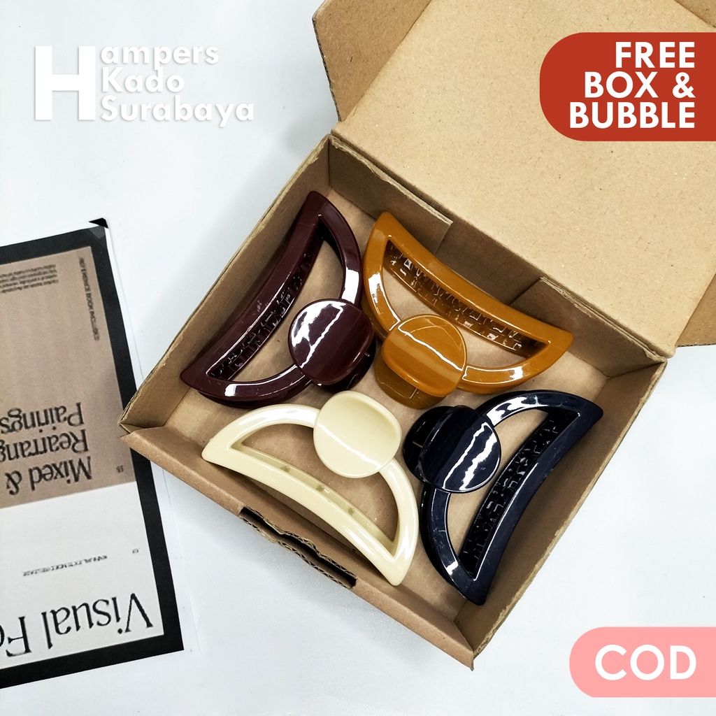 Paket Jedai besar isi 4 jepit rambut polos 9cm jedai Original free box dan bubble aksesoris rambut jepit badai jedai hercules jedai kilap jumbo pita aksesoris rambut korea