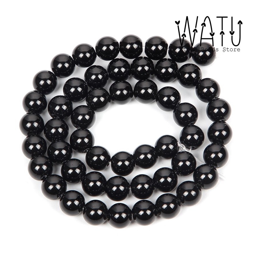 Manik Batu Alam Black Onxy Stone Beads Rounded
