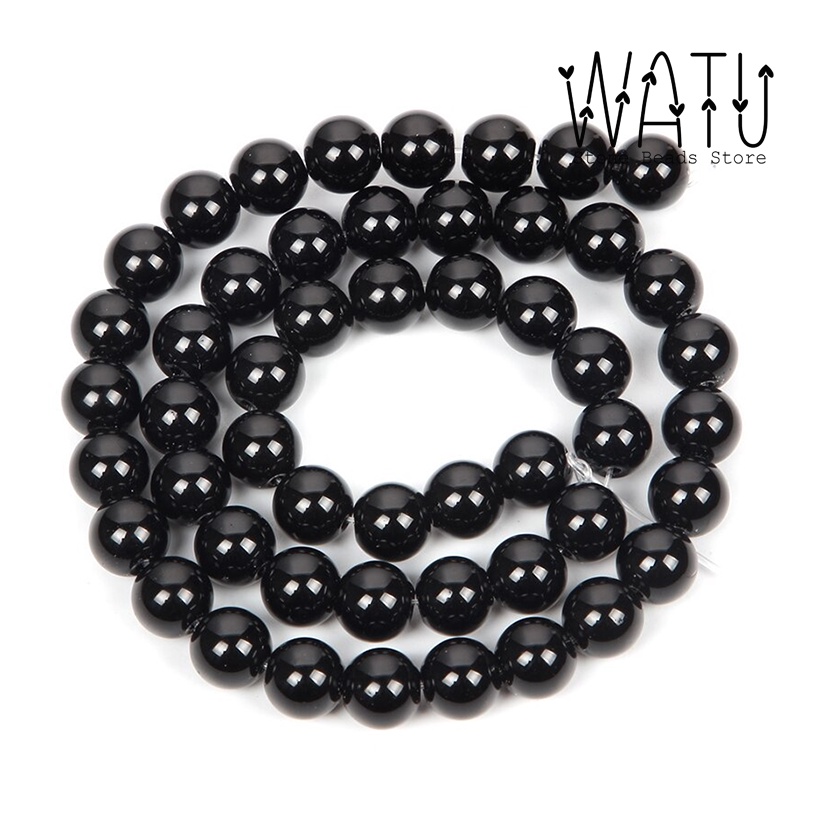 Manik Batu Alam Black Onxy Stone Beads Rounded