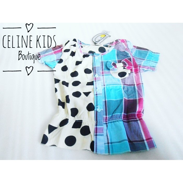 Baju anak perempuan import polkadot kotak kotak