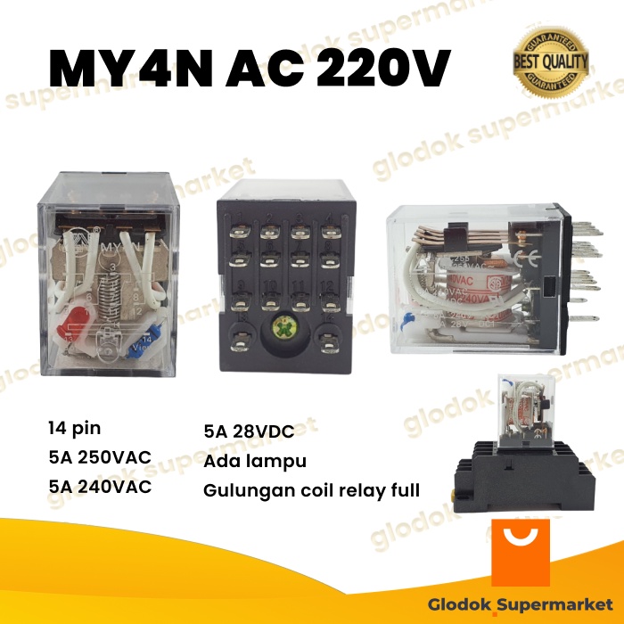 Relay MY4N AC 220V 14 pin Riley 220 Volt 14p 5a