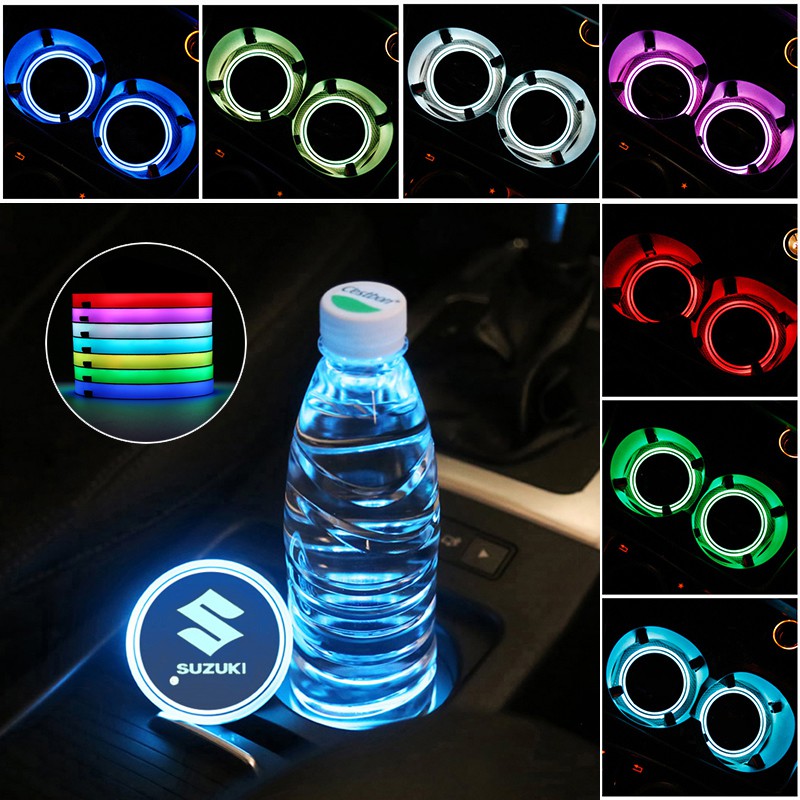 2 Peices Holder Botol Air Minum Anti Slip Tahan Air Dengan Led Warna-Warni Untuk Suzuki Swift Sx4 Alto Alivio Jimny Samurai Vitara