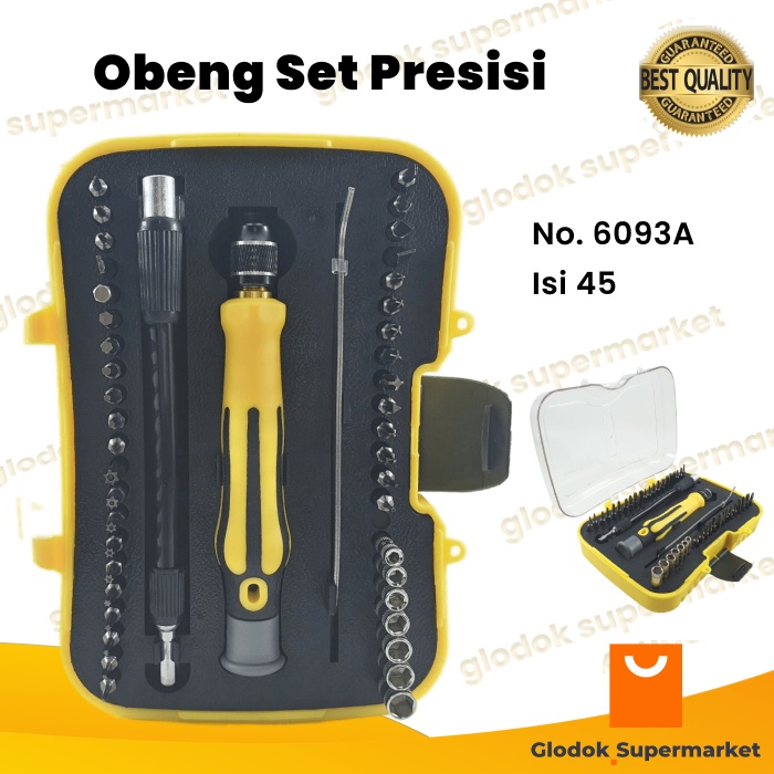 Obeng Set Presisi 45 in 1 Screwdriver Sock Peralatan Service HP Reparasi Tools 6093A