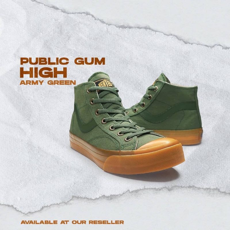 Sepatu Ventela Public Gum Army Green High Original