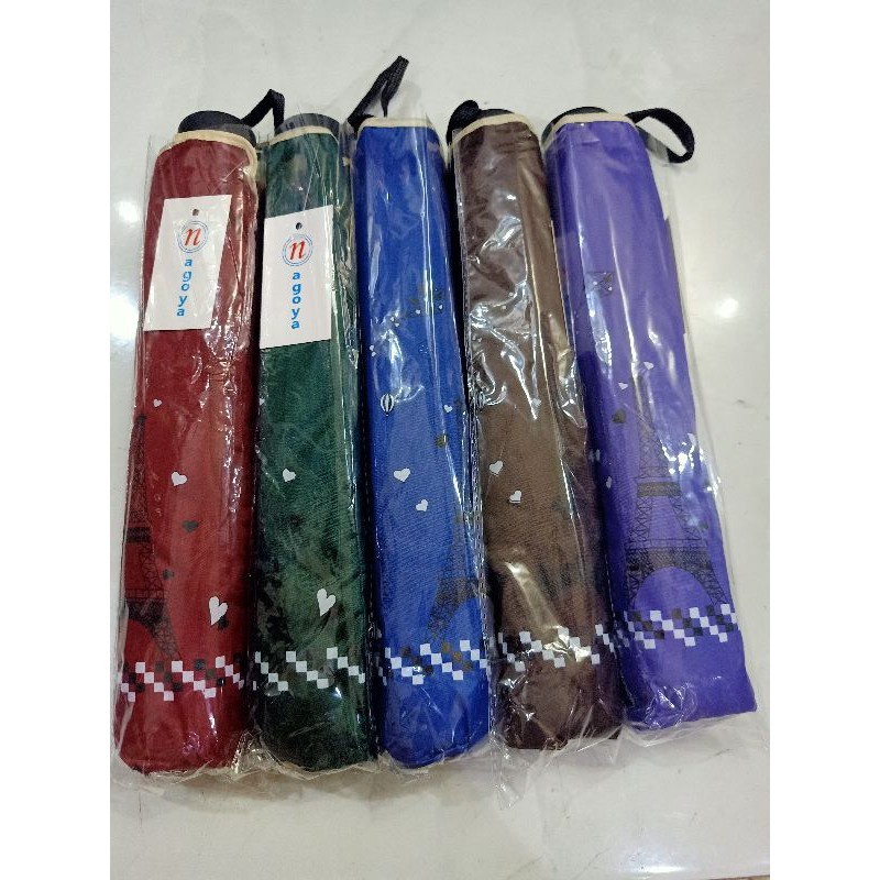 Payung Lipat 3 Jumbo Besar 10R Jari Motif Paris NF 405 WARNA TUA