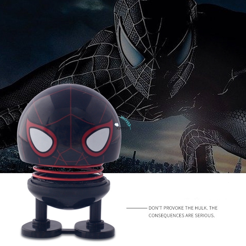 Boneka Per Motif Kepala Iron Man/Captain America/Venom/Hulk/Spiderman Tempel di Dashboard Mobil