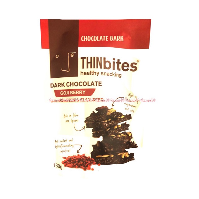 Thinbites Healty 130gr Snacking Dark Chocolate Snack Sehat Rasa Cokelat Thin Bite