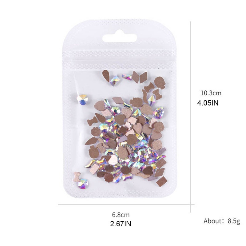 SIY  Mixed Shape 100pcs 3D Nail Art Rhinestones Flatback Glass Nail Stones Decor
