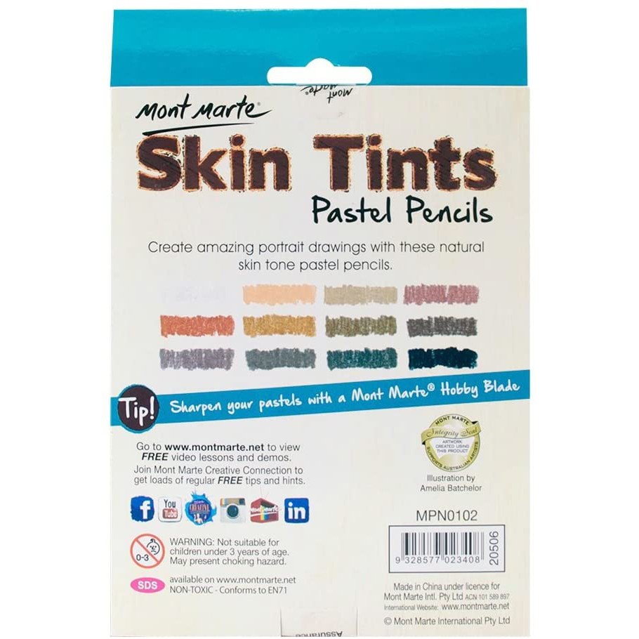 Mont Marte - Skin Tints Pastel Pencils 12 piece