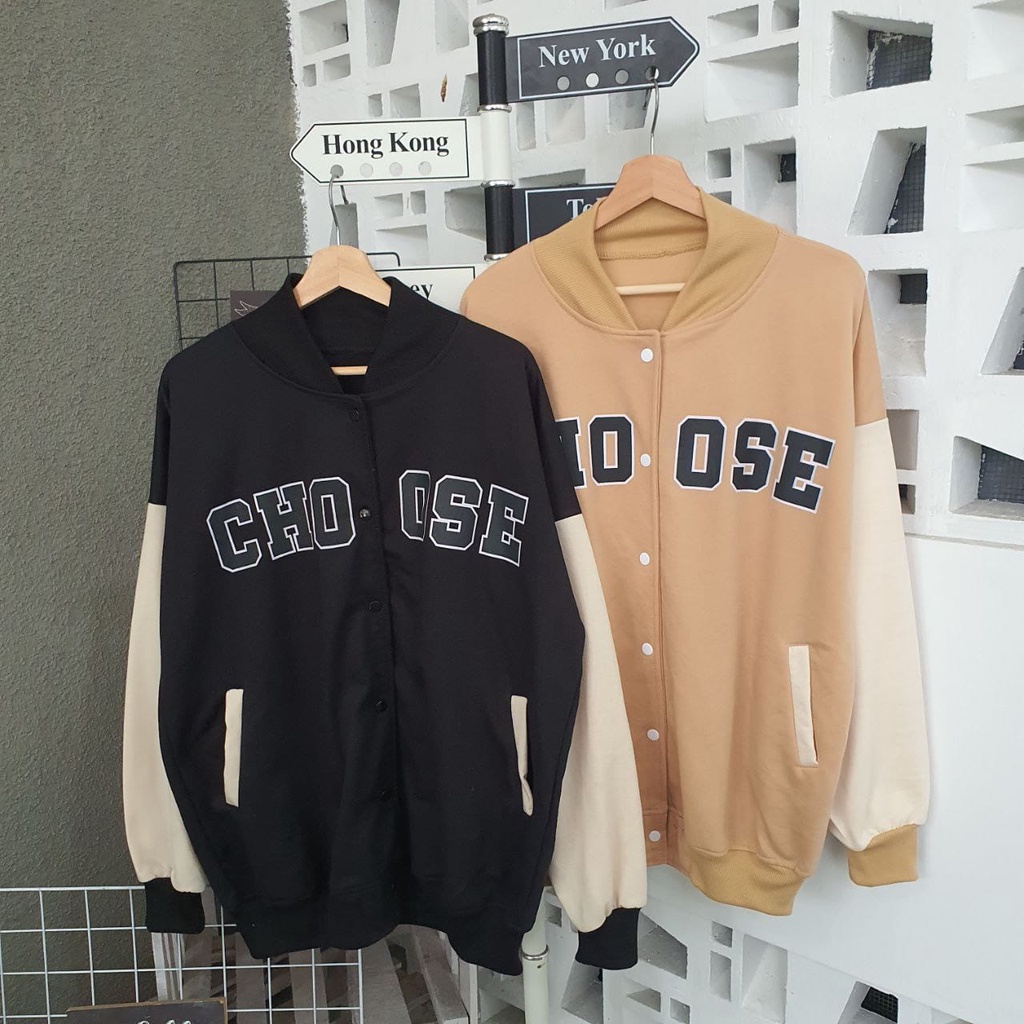 Varsity Jaket Oversize Choose Bahan Flece