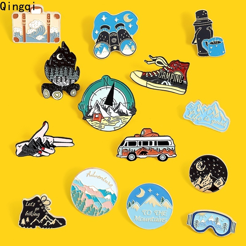 Bros Pin Enamel Desain Gunung Petualangan Travel Life Untuk Hadiah