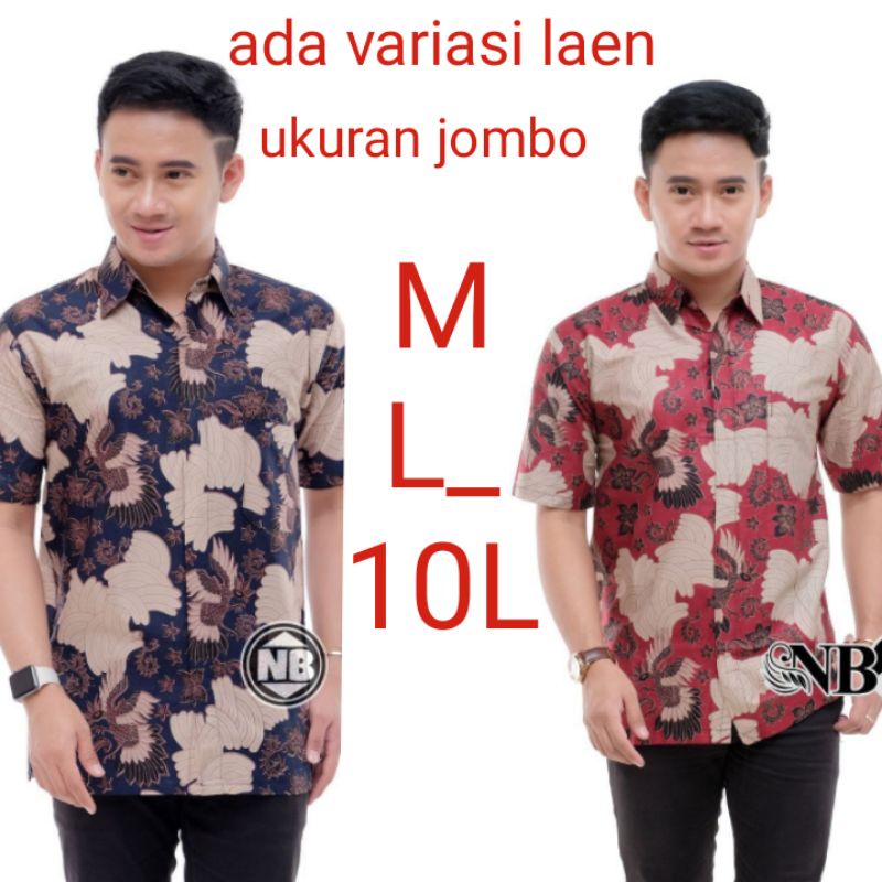 batik kemeja pria lengan pendek motif cakar warna