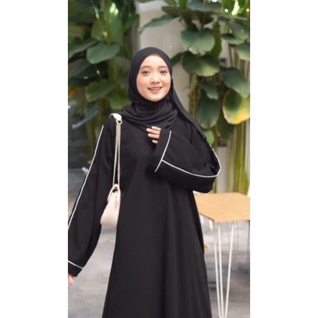 Baju Muslim Wanita Cantik Gamis Remaja Dewasa Hitam Abaya Arab Overline JetBlack Premium Busui Friendly Syar'i Stylish Abaya Basic Casual Turkey Melayu Malaysia