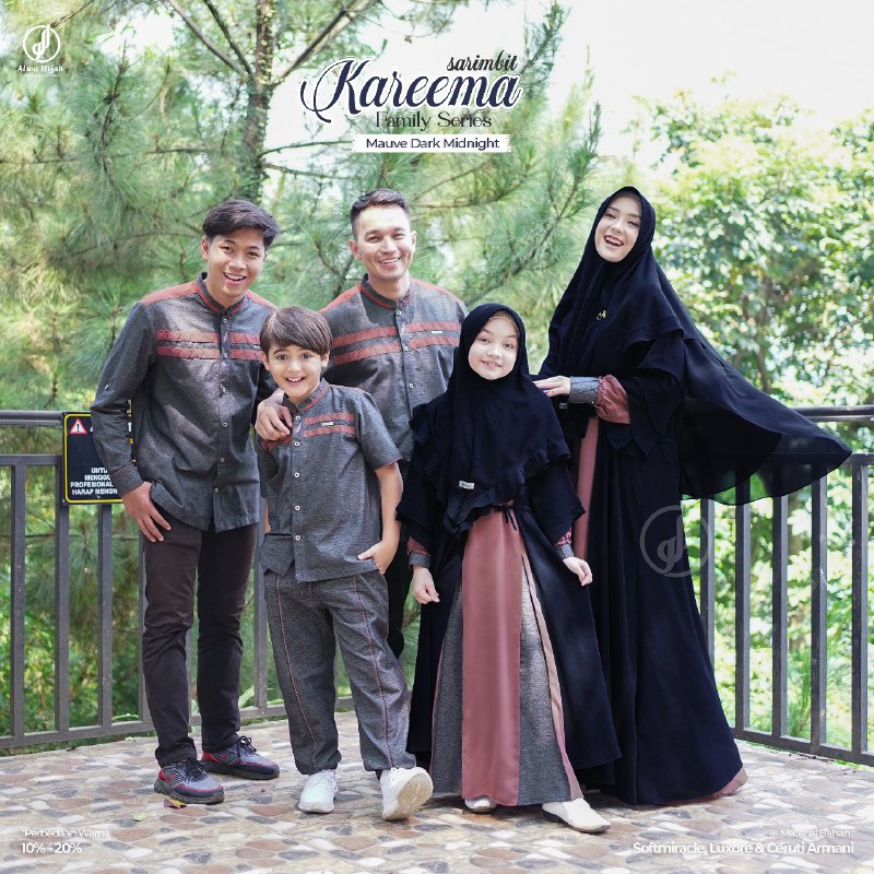 SARIMBIT KAREEMA MAUVE DARK MIDNIGHT ALWA HIJAB ORIGINAL KOKO DEWASA DAD GAMIS DEWASA MOM KOKO ANAK 