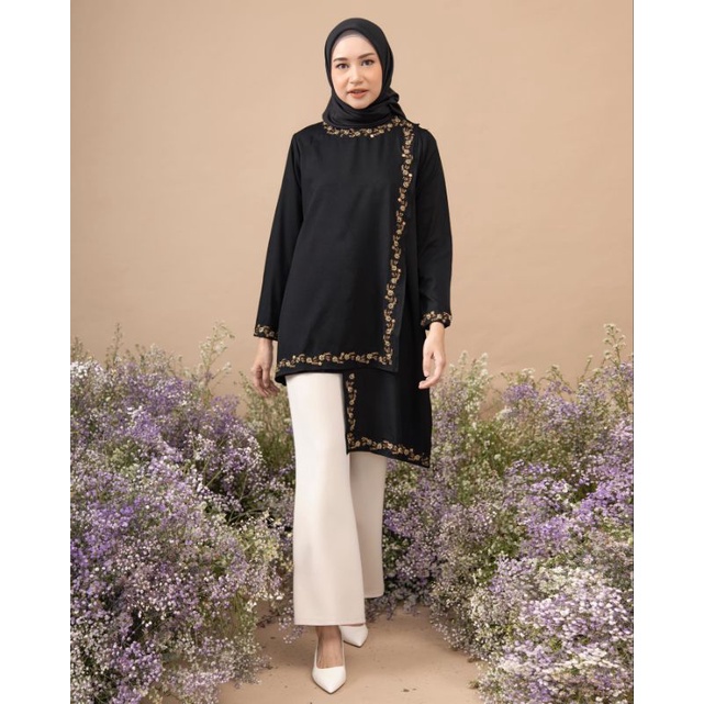 Zalina Tunik Zalina Tunic Black XL Heavenlights heaven_lights SUDAH DAPAT YA