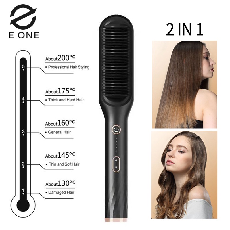 E ONE catok sisir rambut 2in1 sisir pelurus rambut - Garansi 1 tahun