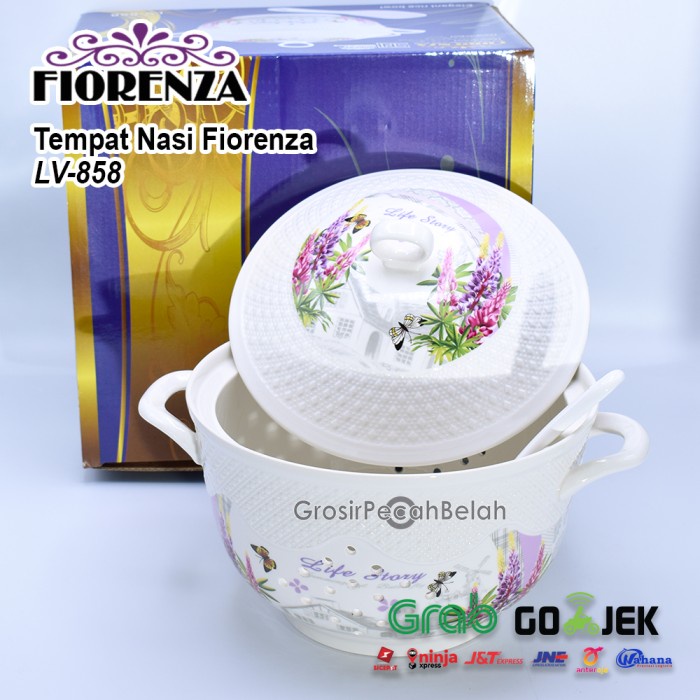 Tempat Nasi Keramik Fiorenza Motif Bunga Lavender Lv-858