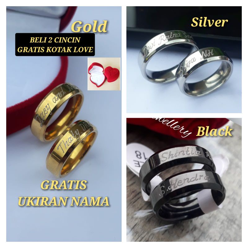 cincin titanium couple ukiran nama