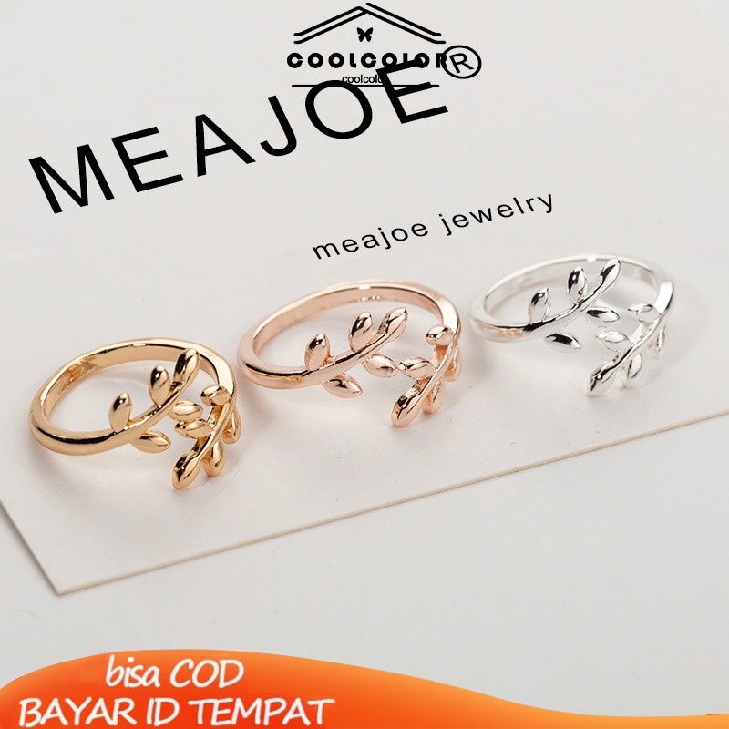 【Ready stock】Cincin couple Charms Olive Tree Branch Leaves Open Ring Wedding Rings Jewelry praktis ukuran 7 murah COD