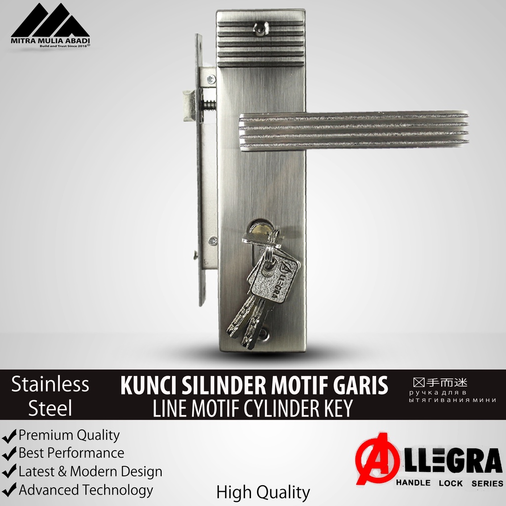 Kunci Pintu Silinder Set Allegra Handle Kotak Motif Garis