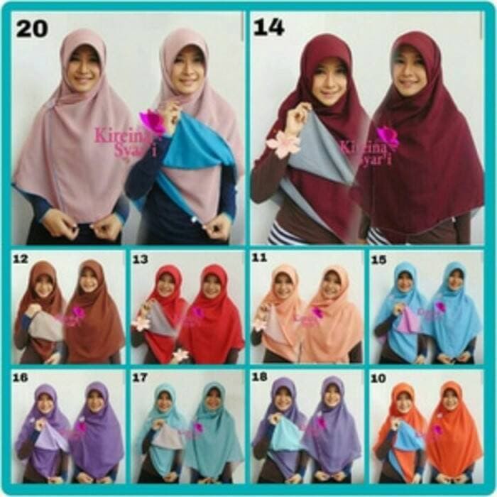 Ready Stock Segiempat Jilbab Bolak Balik\\U002F Kerudung Dua Warna Double Hycon Murah Fashion Muslim