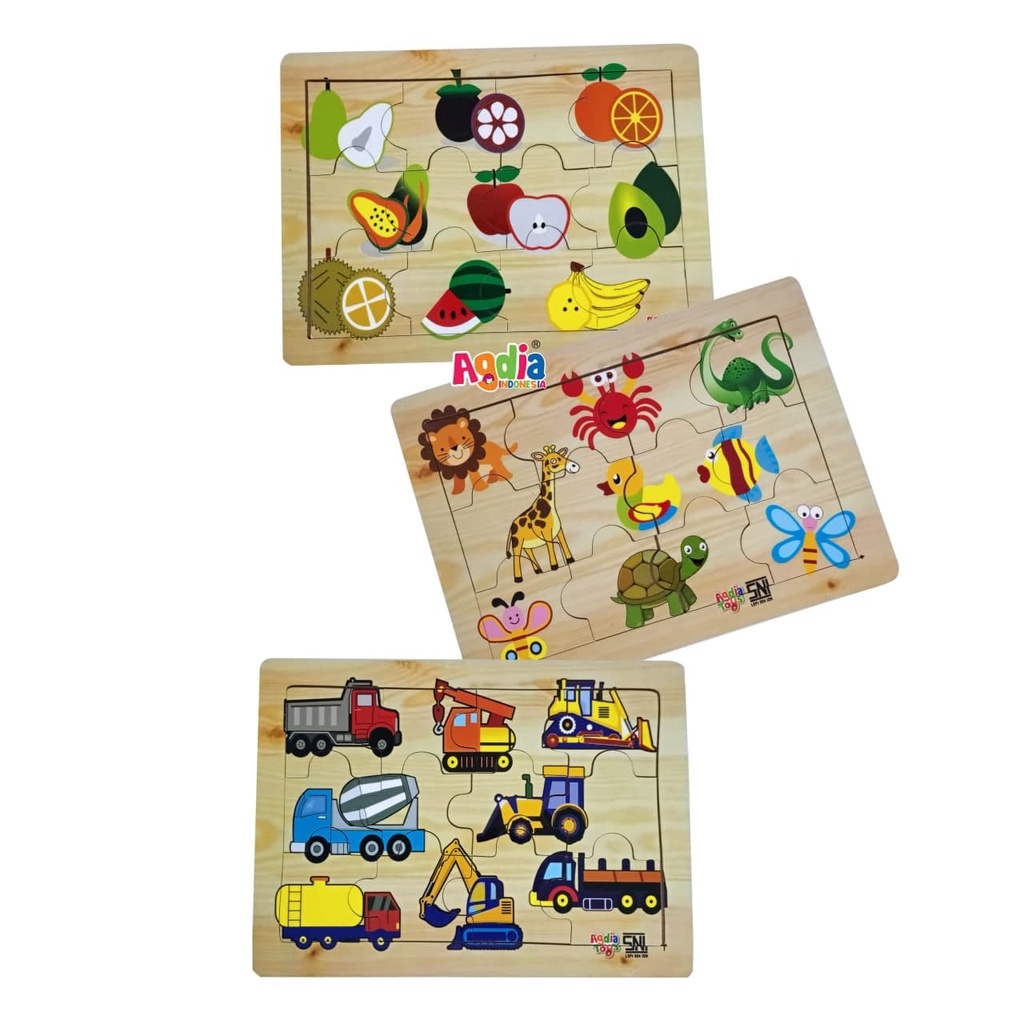Mainan Edukasi / Puzzle Hewan Transportasi Buah / Agdia Toys / 23x17 cm / isi 3