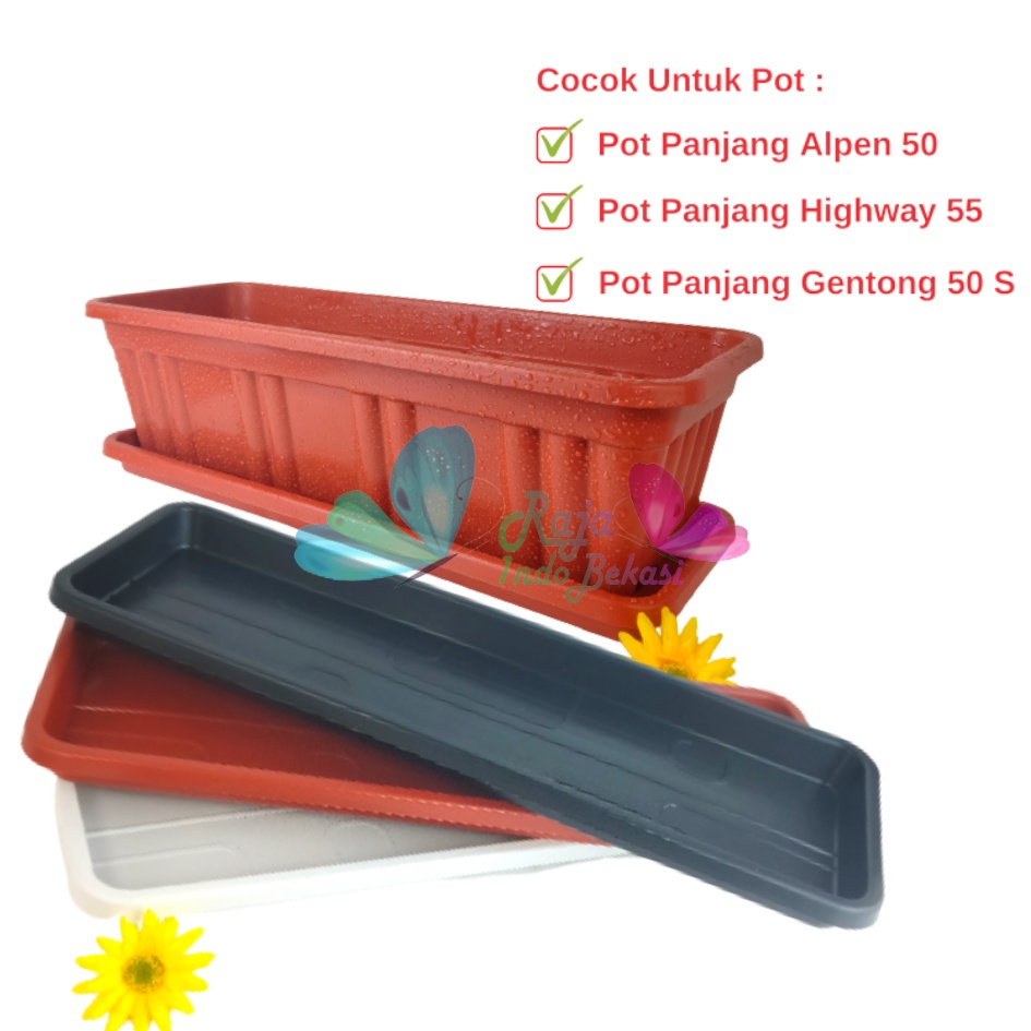 Alas Pot Panjang Alpen 50 Putih Hitam Hijau Coklat Merah Bata Orange Terracotta Terakota Alas Tray Tatakan Pot Bunga Segi Panjang 50cm 60cm 70cm Pot Panjang Highway High Way 55 - Tray Pot Segi Panjang 50 Paket murah isi 1 lusin pot bunga plastik lusinan