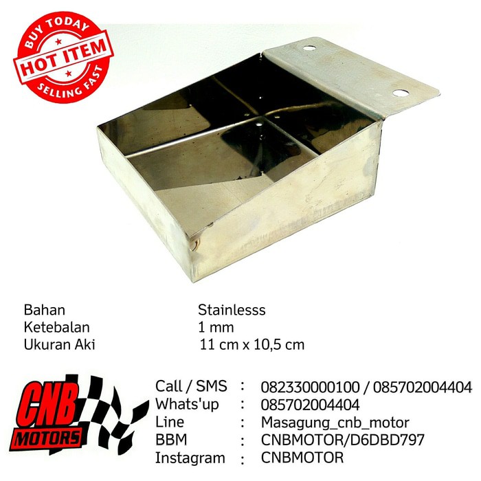 Tempat aki Pangkon Aki CB Racing Stainless uk Aki Beat Vixson