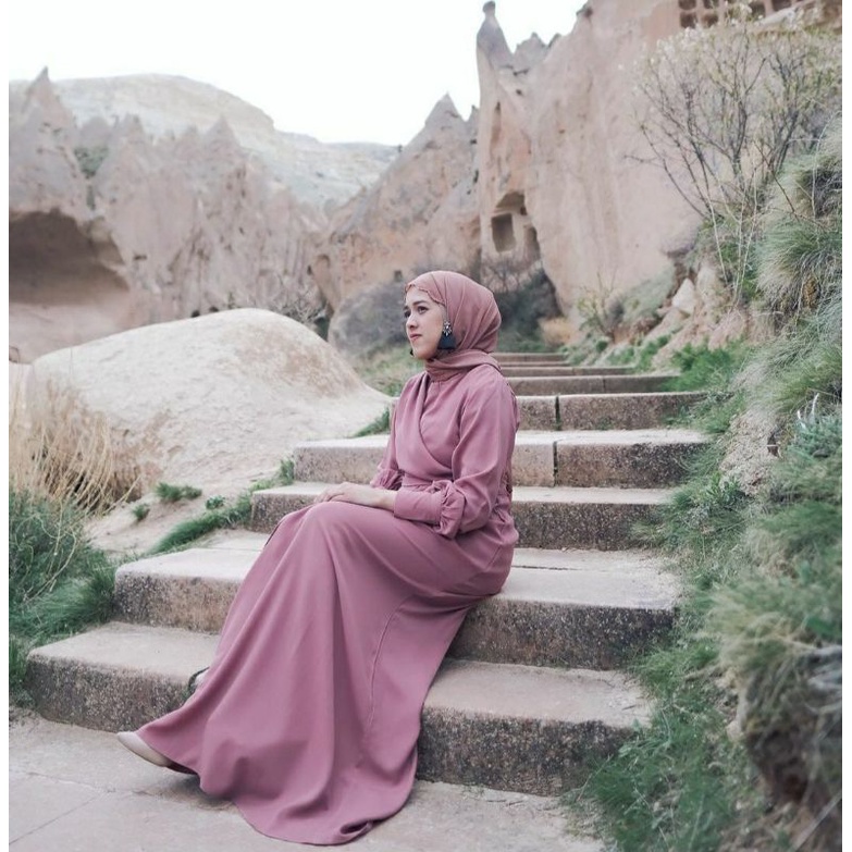 [SIAP KIRIM] CAPPA DRESS SOFT MAUVE M BUSUI BARU NEW GAMIS PESTA HERWAYS ID HERWAYS.ID