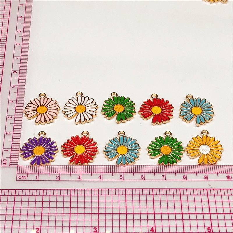 Charm Bandul Enamel Bunga Daisy/Aster Epoxy
