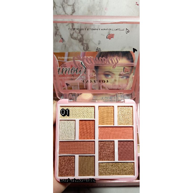 EYESHADOW &amp; HIGHLIGHTER 12 WARNA GLAMOUR | 8WARNA 1 JUST ADORE YOU DARI ANYLADY NO 820 | 821