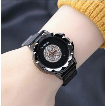 FREE BOX & BATERAI CADANGAN NEW JAM TANGAN WANITA CHANEL RANTAI PASIR MAGNET SUPER // CH006