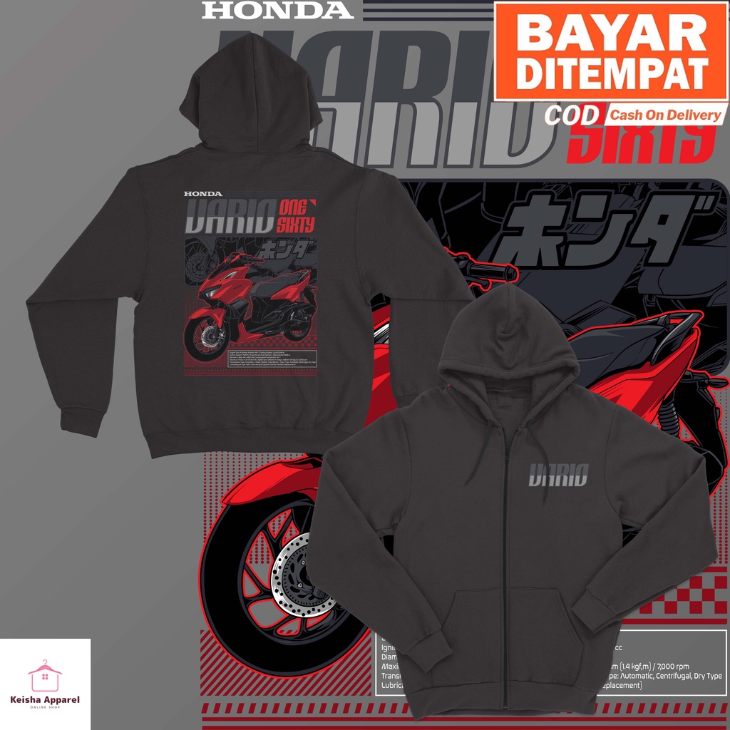 JAKET ZIPPER HONDA VARIO 160 RED EDITION JAKET VARIO COWOK CEWEK
