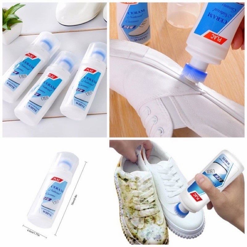 Cream pemutih sepatu putih sikat pembersih semir sepatu putih shoe cleaner perawatan sepatu penghila