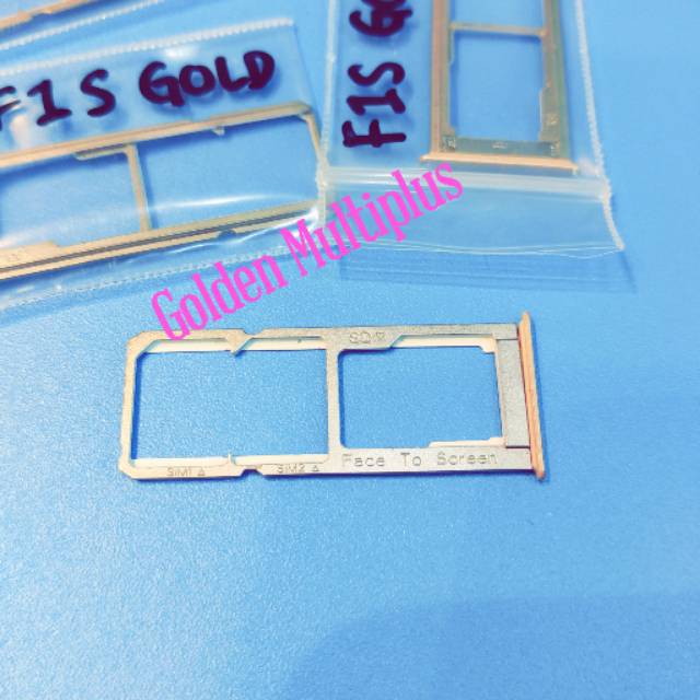 Simtray F1S Sim Tray F1S Tempat Kartu Simcard Hp OPPO F1s F1 S Dudukan Slot Sim Card Oppo GOLD Emas
