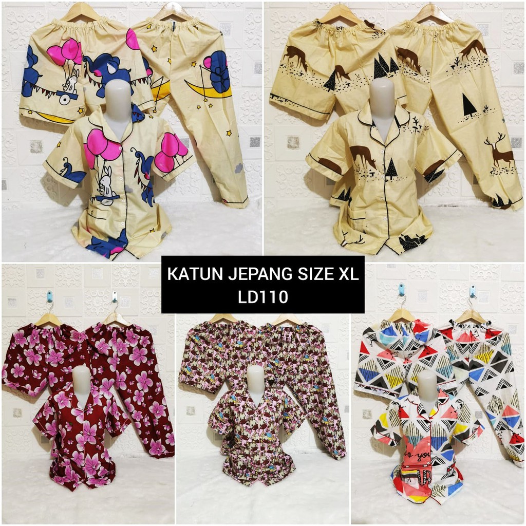 ISANNY PIYAMA SET 3IN1 SIZE.M L XL XXL/BUNGA 3 IN 1/RUSA/GAJAH/KATUN JEPANG/PANDA/REAL PICT