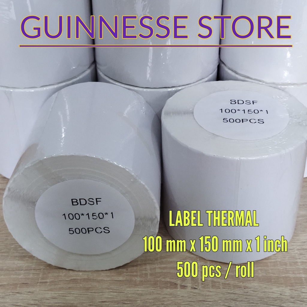 

Label Thermal - Sticker Thermal - Stiker Thermal - Kertas Thernal - 100 x 150 x 1 isi 500 pcs per roll