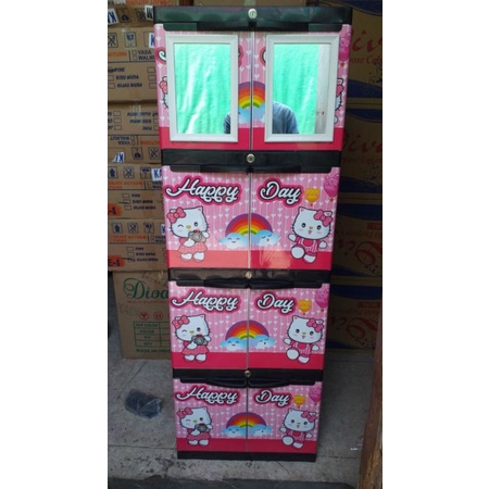 Lemari Plastik mini susun 4  Kaca