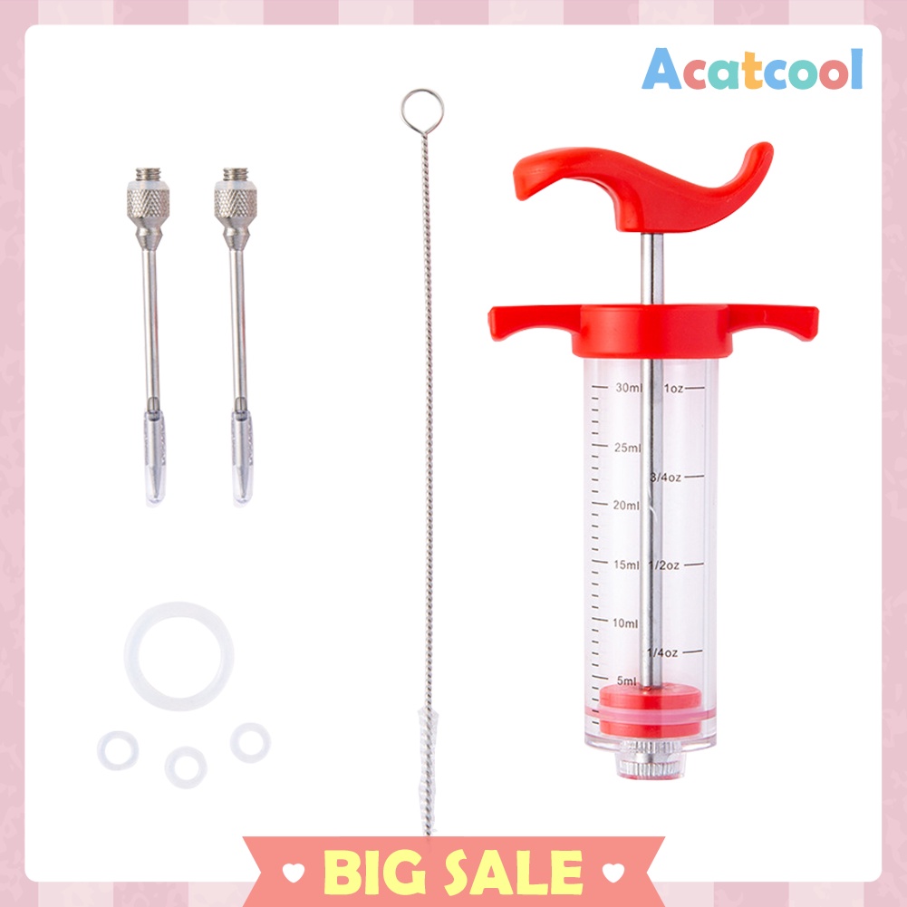 BBQ Stainless Steel Needle Syringe Kithen Marinade Meat Juice Injector Set