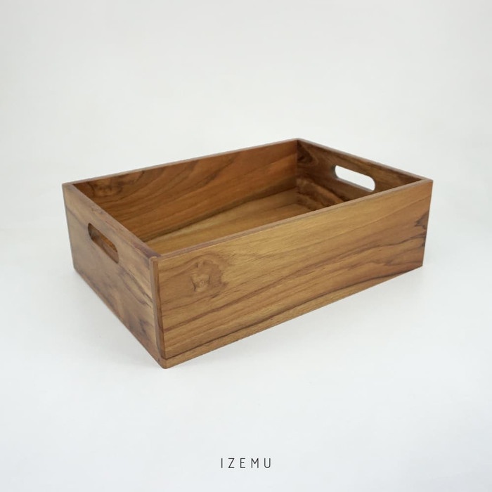 

File-Box- Izemu Waku Teak Crate A4 - Wood Box Kotak Kerat Container Kayu Jati -Box-File.