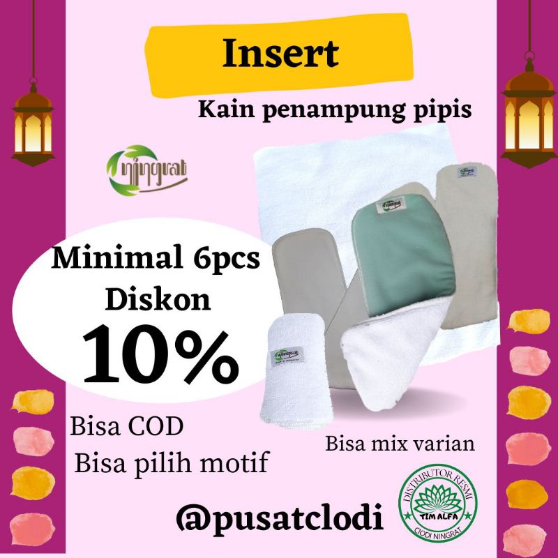 insert Clodi Microfiber Stay dry, Lembaran, Bamboo Organik dan Hemp