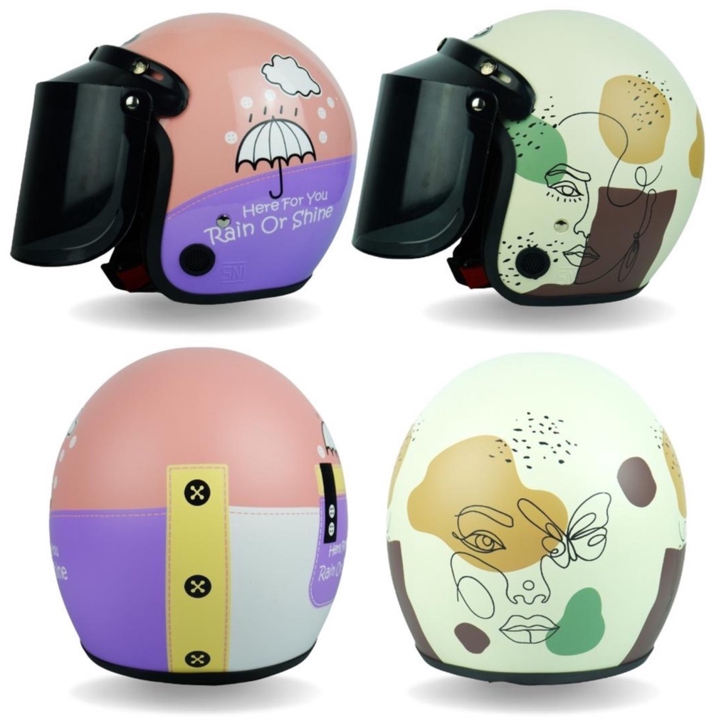 Helm Bogo Retro Dewasa Aesthetic SNI Kekinian