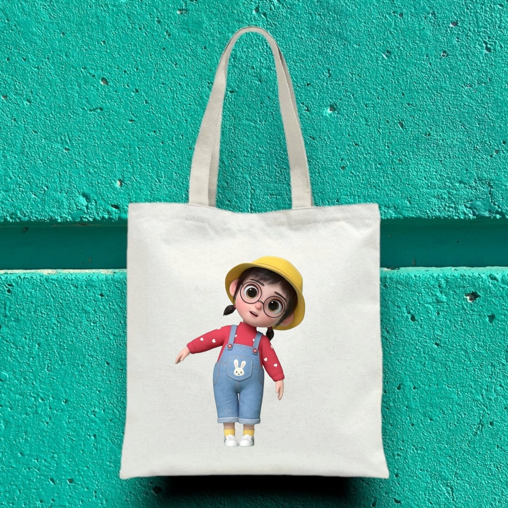 Tote Bag Kanvas Tas Wanita Kuliah Fashion Laptop Totebag Karakter Aesthetic