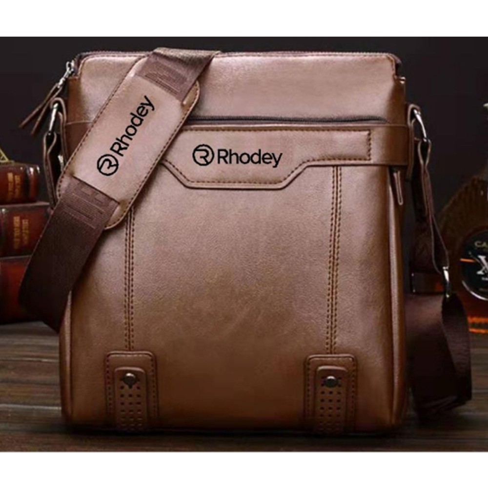 (KULIT ASLI) Rhodey Tas Selempang Messenger Crossbody Bag Pria free Dompet