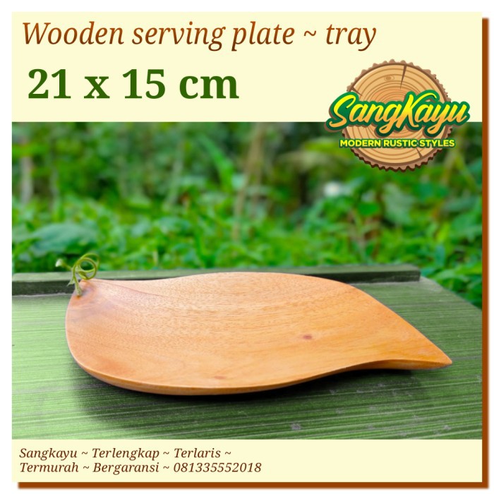 Piring nampan kayu unik 21x15cm wooden Serving Plate tray piring saji