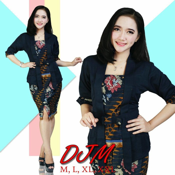 Kebaya Elnira Tangan Pendek Navy