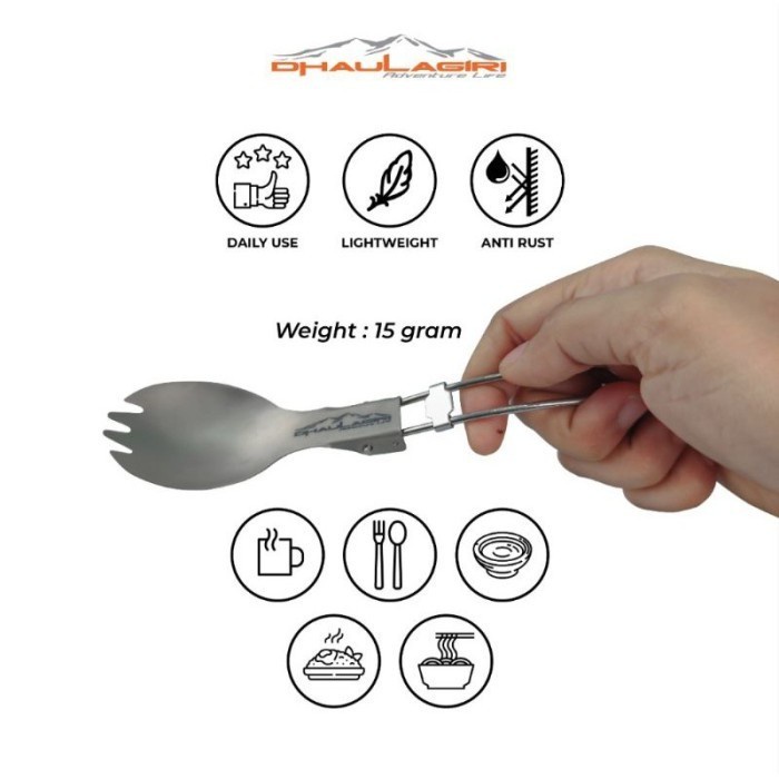 Sendok Garpu Titanium Spork Dhaulagiri Ultralight Spoon Fork Lipat