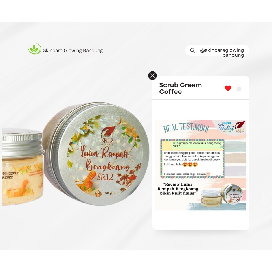 Lulur Rempah Bengkoang SR12 Lulur Perontok Daki Body Scrub Whitening Lulur Rempah Alami Pemutih Badan Permanen