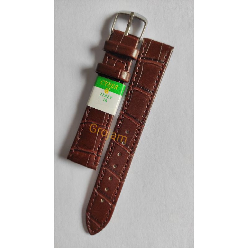 Tali Strap Jam Tangan Kulit Motif Cyber 12 14 16 18 20 22 24 26 28 30mm Hitam Coklat Tua Coklat Muda