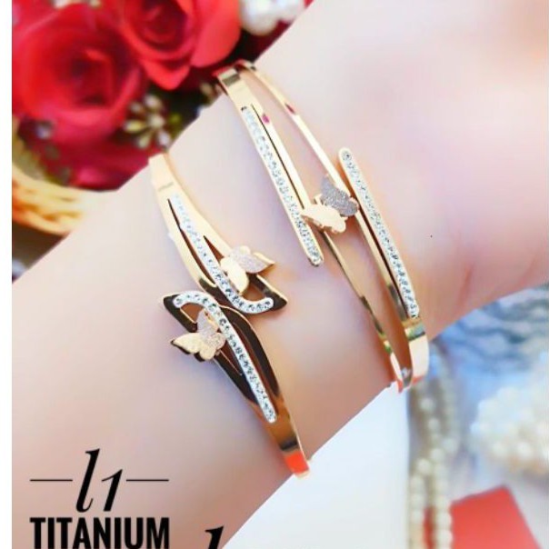 Titanium Gelang Motif Kupu Terlaris 926N